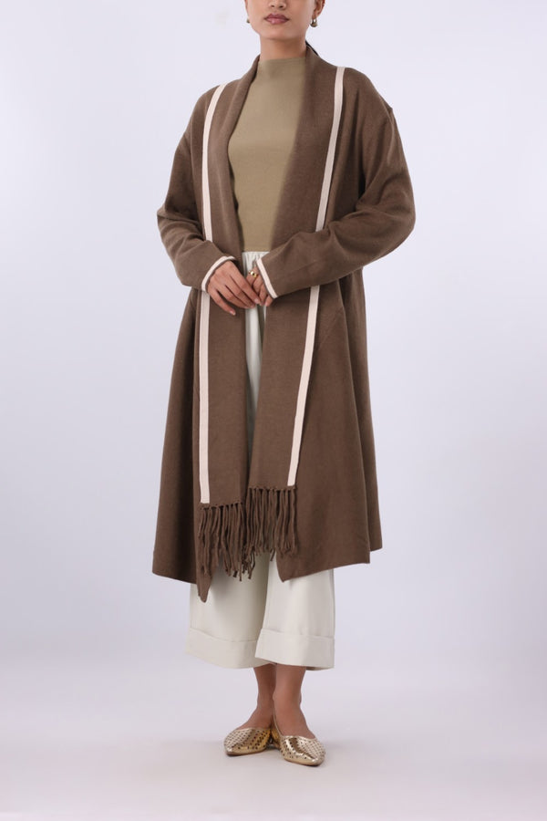 Open Front Cardigan With Fringes