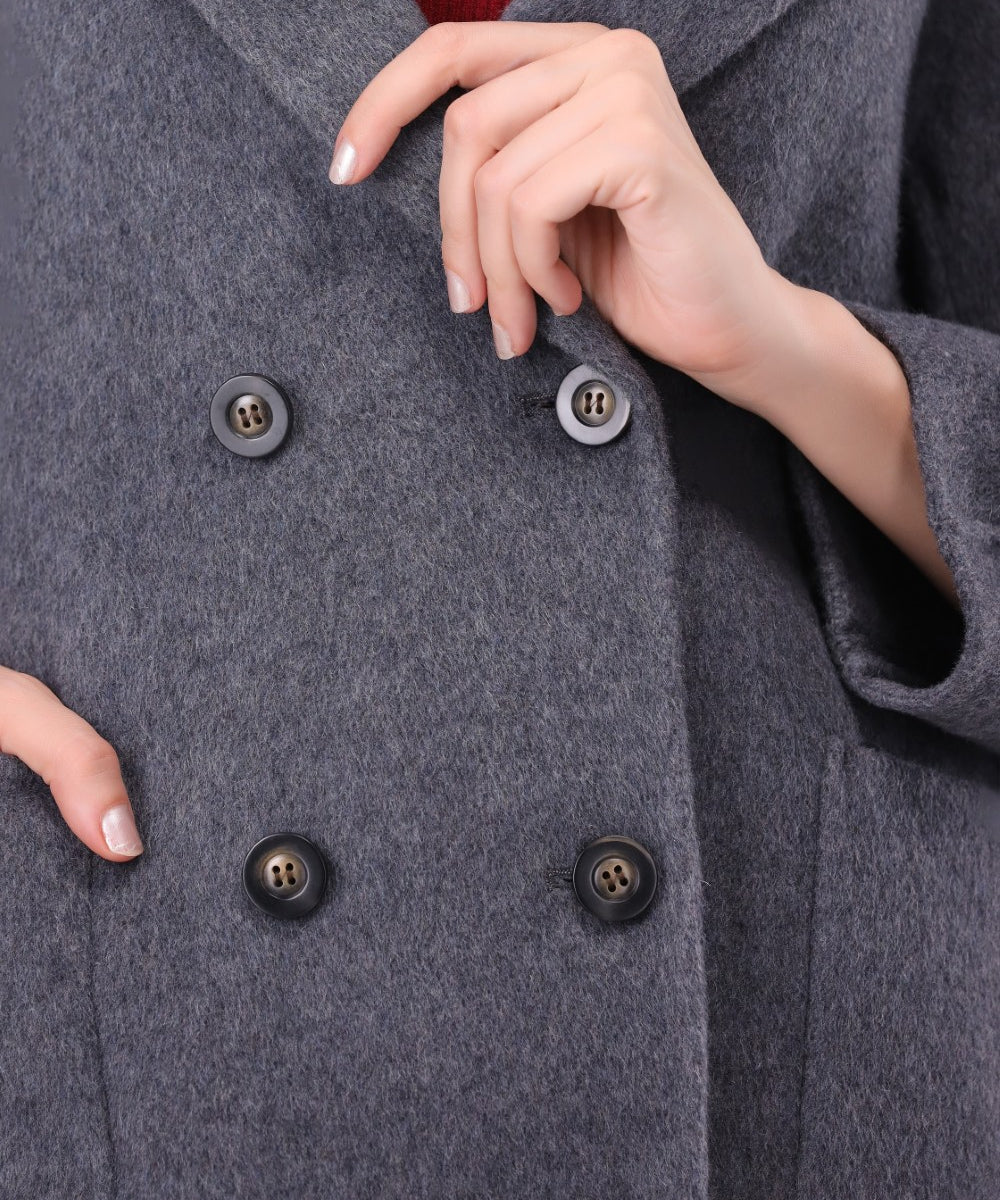 Double Breasted Wool Blend Short Coat
