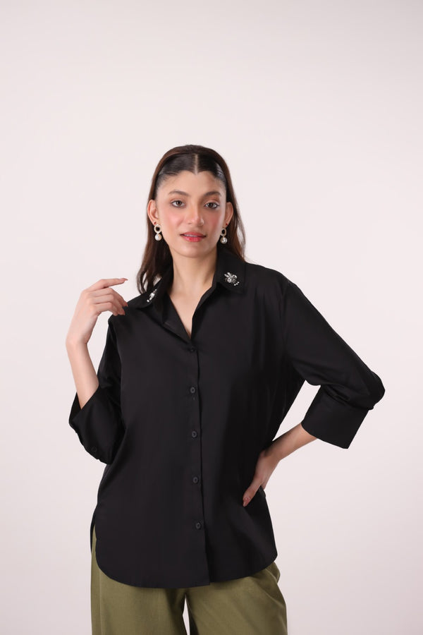 Embellished Poplin Shirt