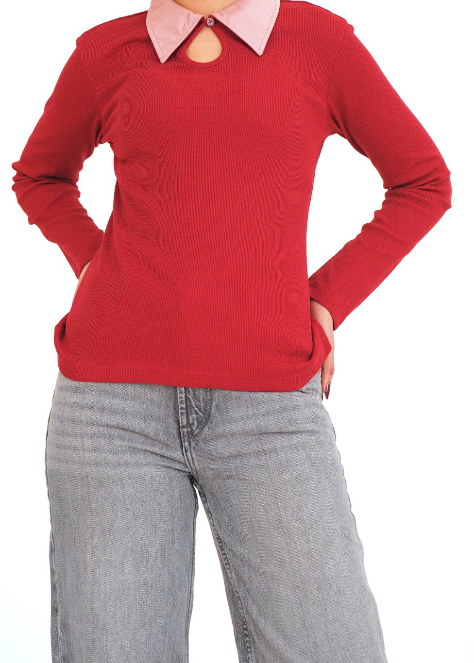 Two-Tone Ribbed Top | Soft Cotton Fabric for All-Day Comfort