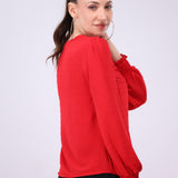 Lace Spliced Lantern Sleeve Top