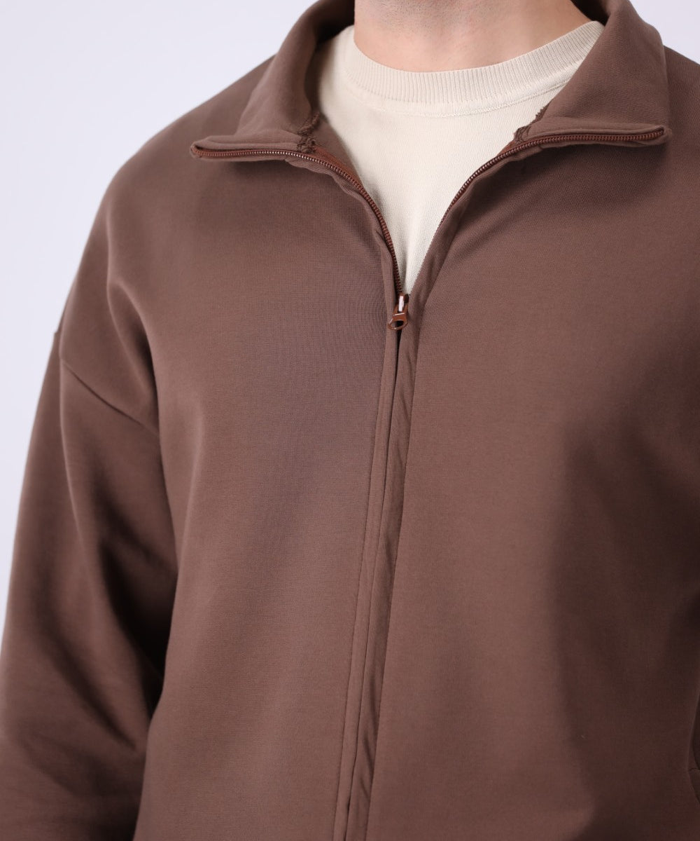 Mock Neck Zip-up Cardigan