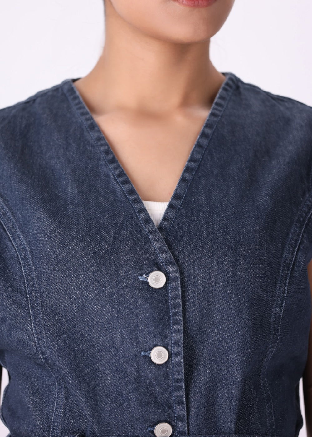 Belted Denim Knit Waistcoat