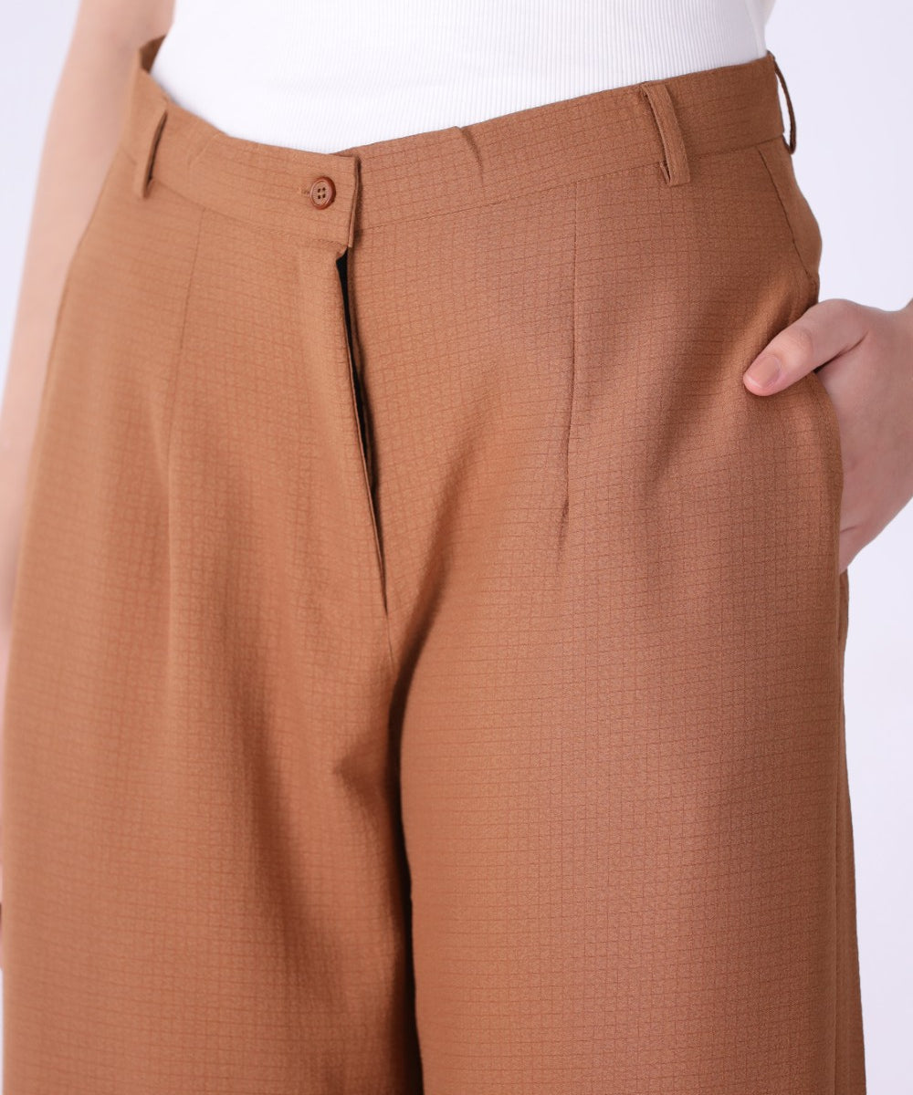 Caramel Tailored Wide-Leg Trouser