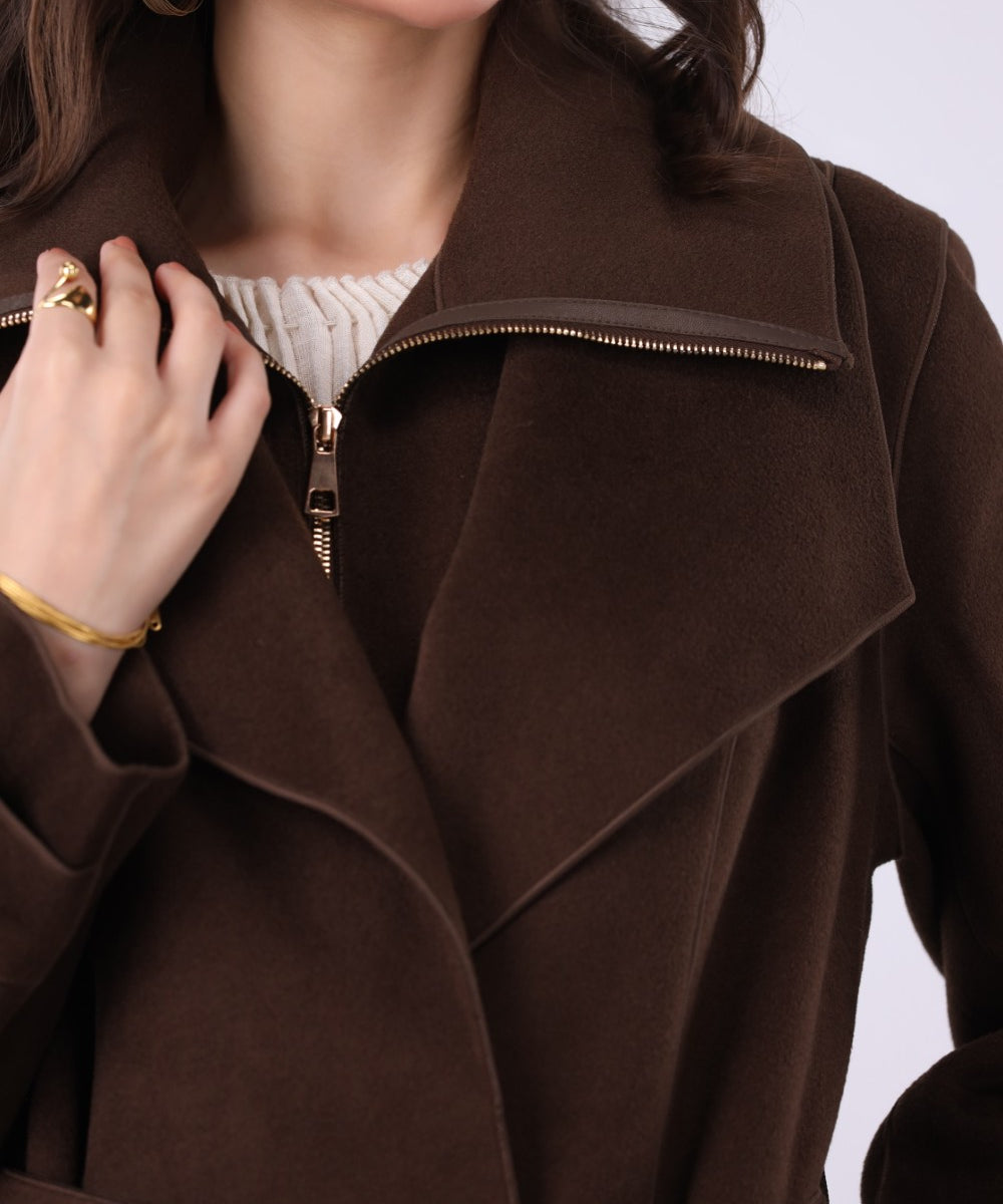 Wool Blend Wrap Coat
