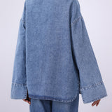 Denim wrap shirt jacket