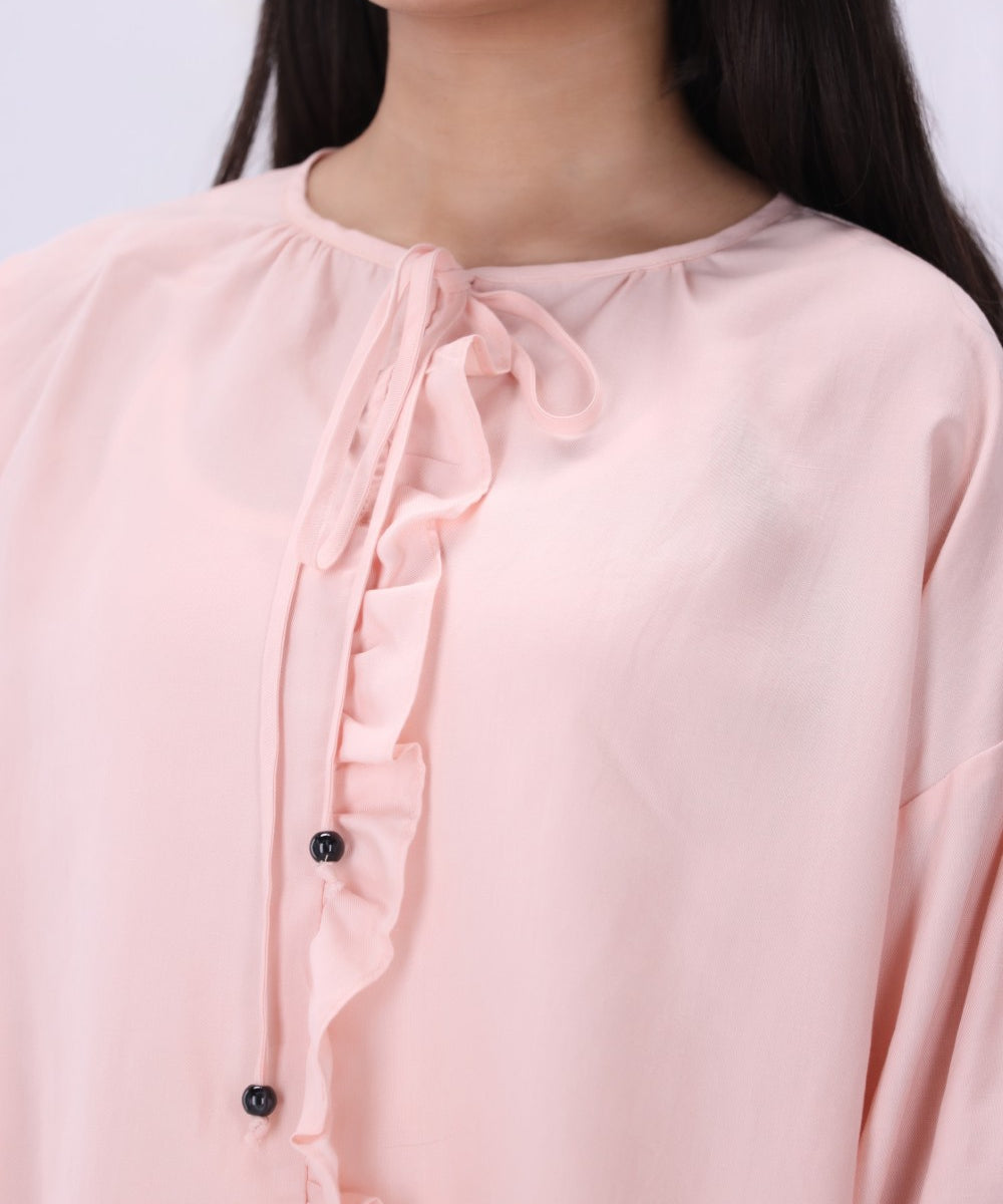 Ruffle-Trim Peasant Blouse