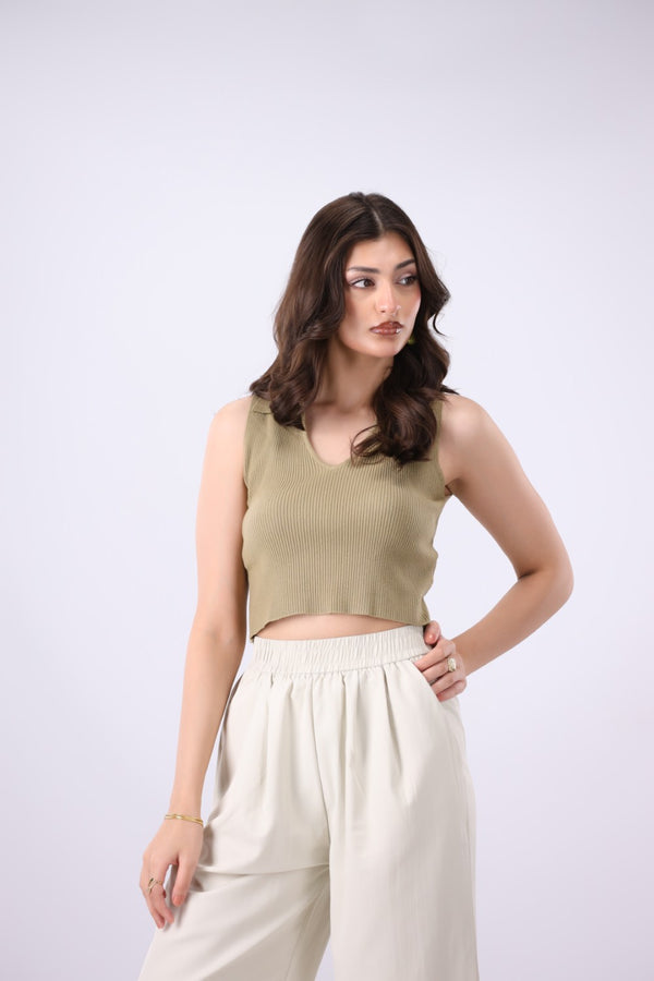 Collared Ribbed Polo Top