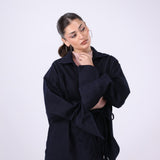 Denim wrap shirt jacket