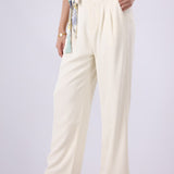Formal Pants With Scarf Belt Detail