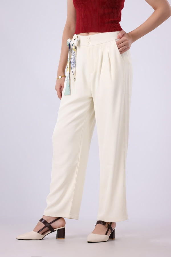 Formal Pants With Scarf Belt Detail