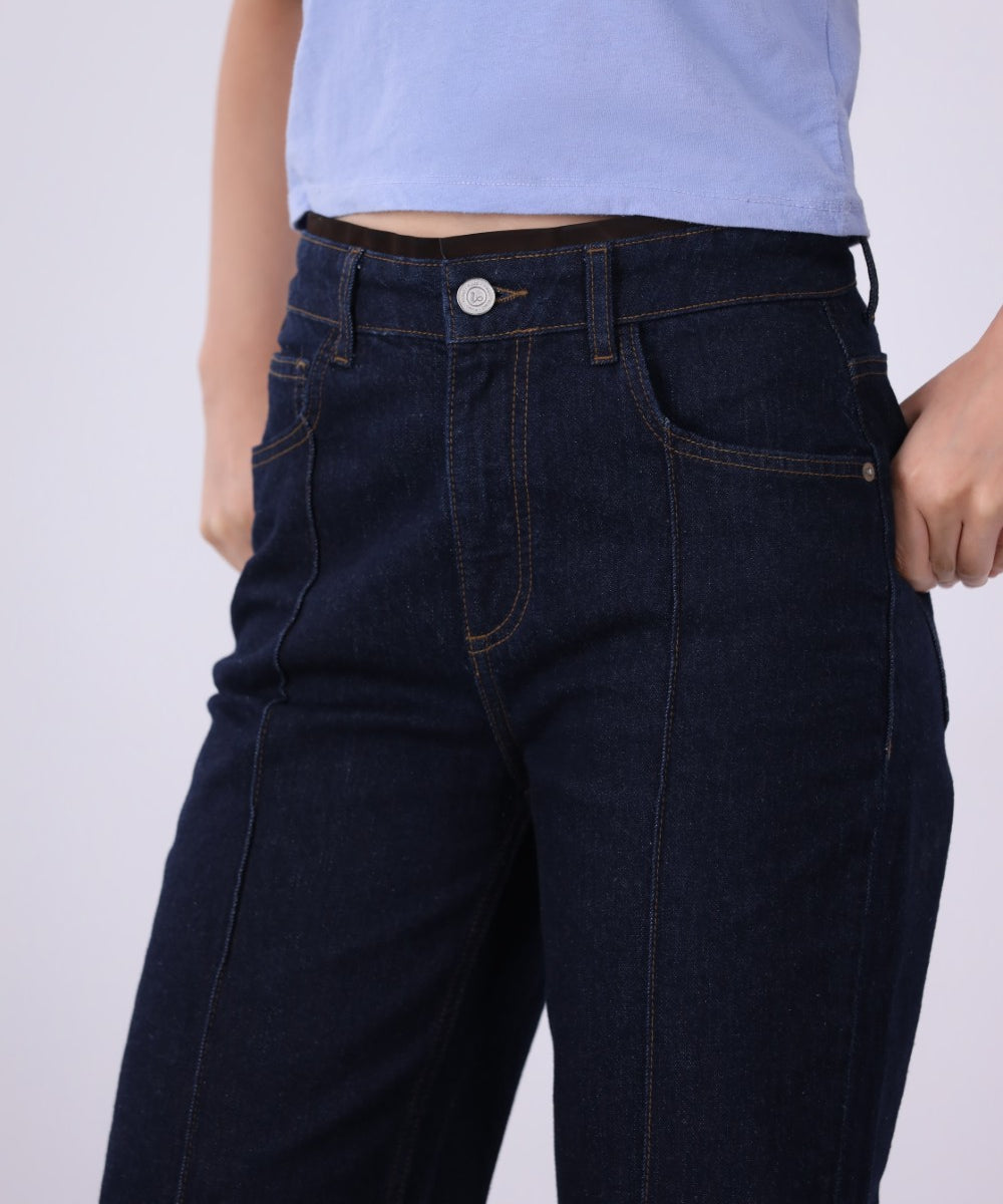High-Waisted Dark-Wash Flared Jeans