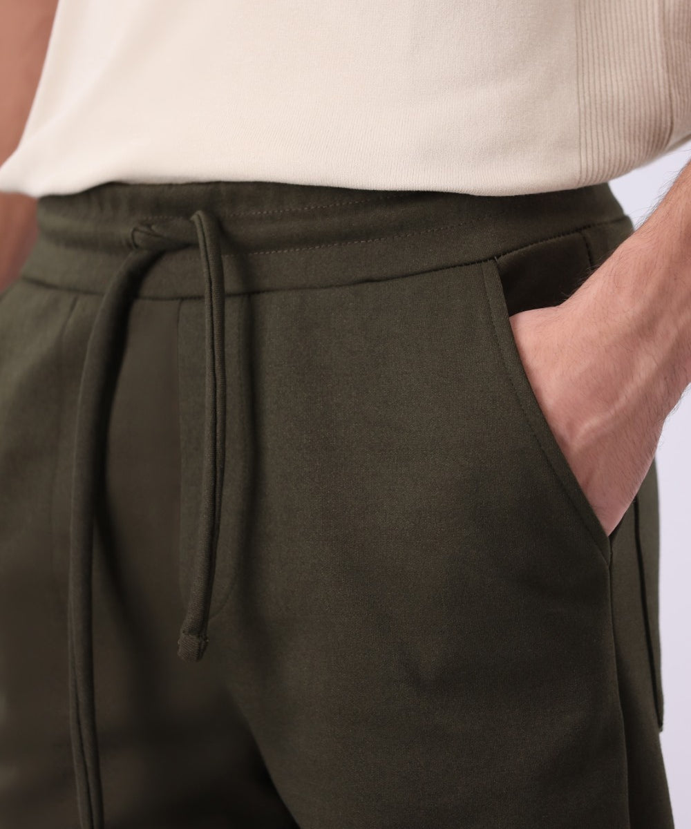 Ribbed Slit Hem Trouser