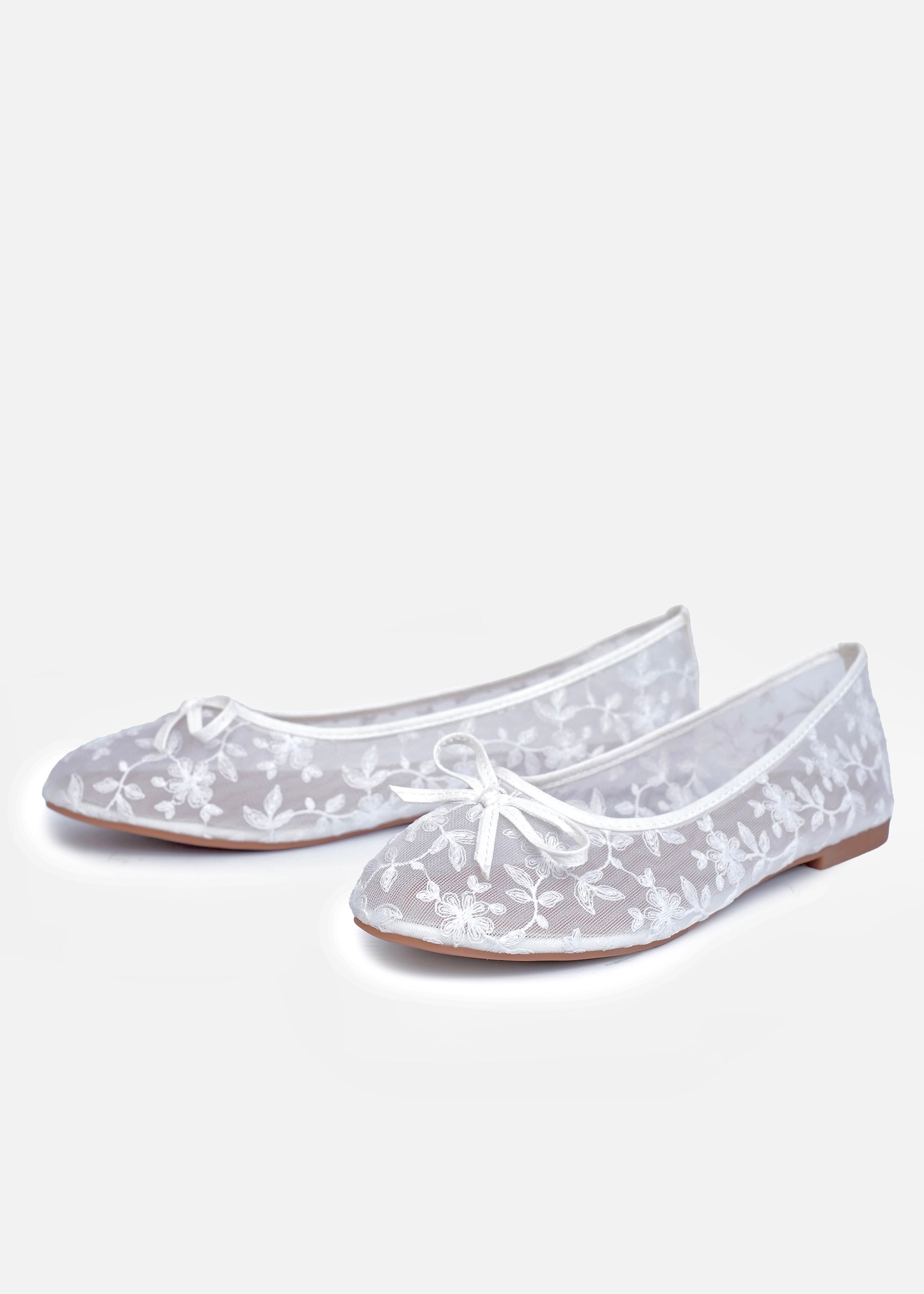 Floral Lace Ballerina Flats in Dusty Rose | Women'S Fashion Flats