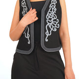 Contrast-embroidered Vest