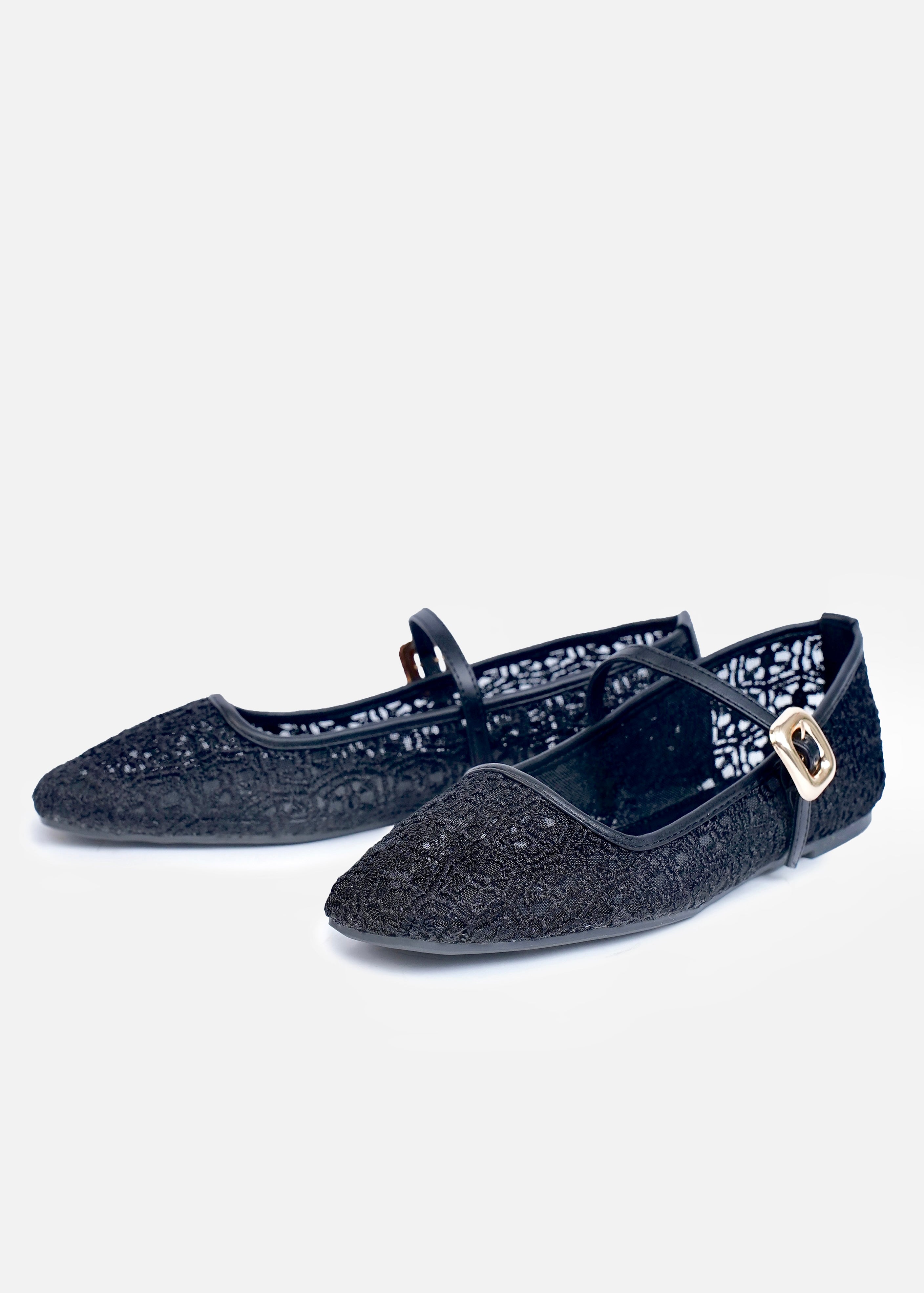 Lace Mary Jane Flats in Black | Women'S Fashion Flats