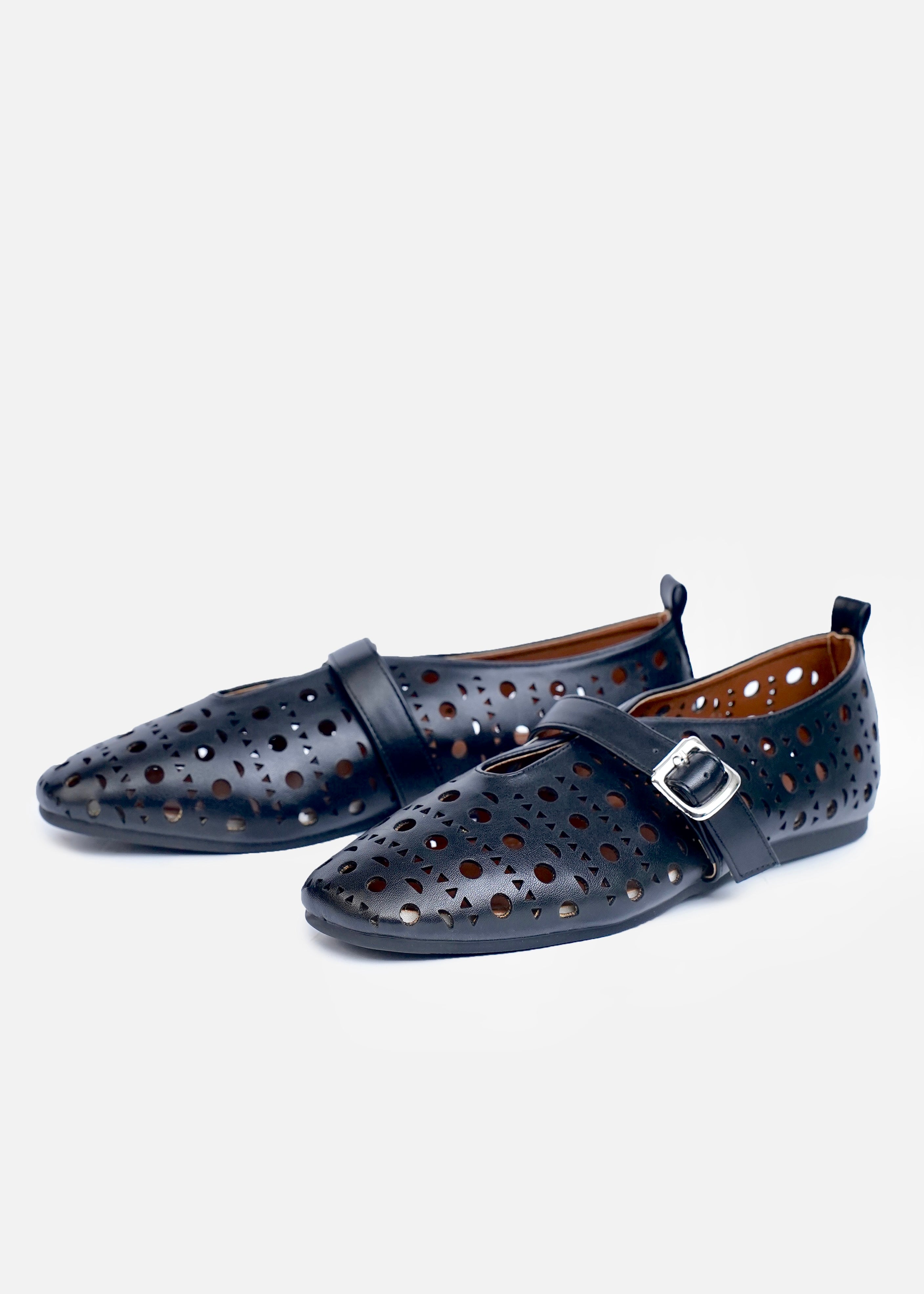 Laser-Cut Mary Jane Flats | Durable Sole for All-Day Wear
