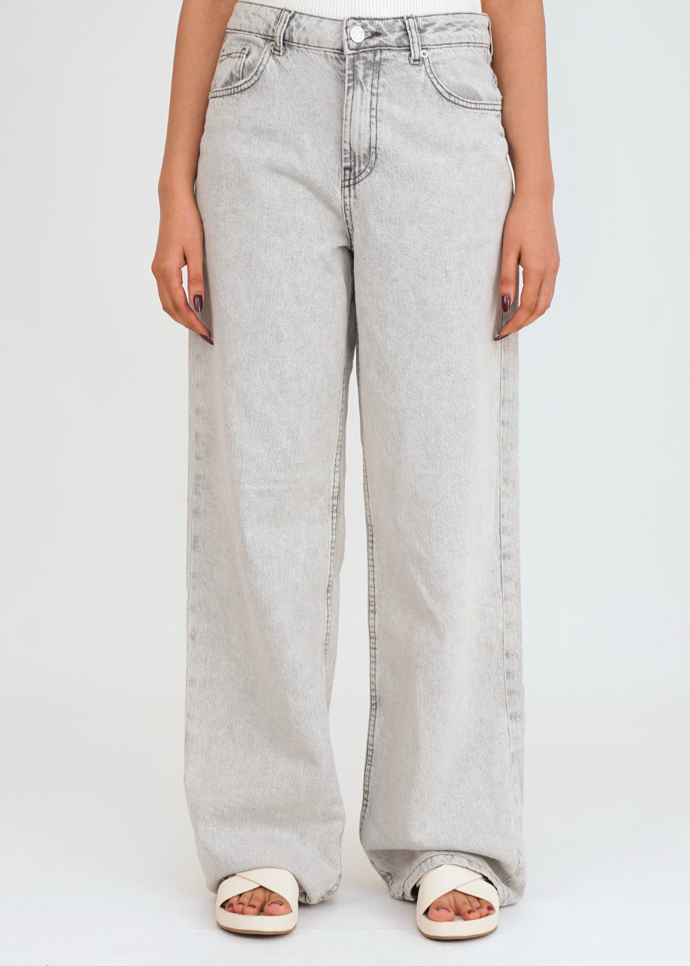 High-Rise Acid Wash Straight-Leg Jeans | Relaxed Fit for Everyday Wear