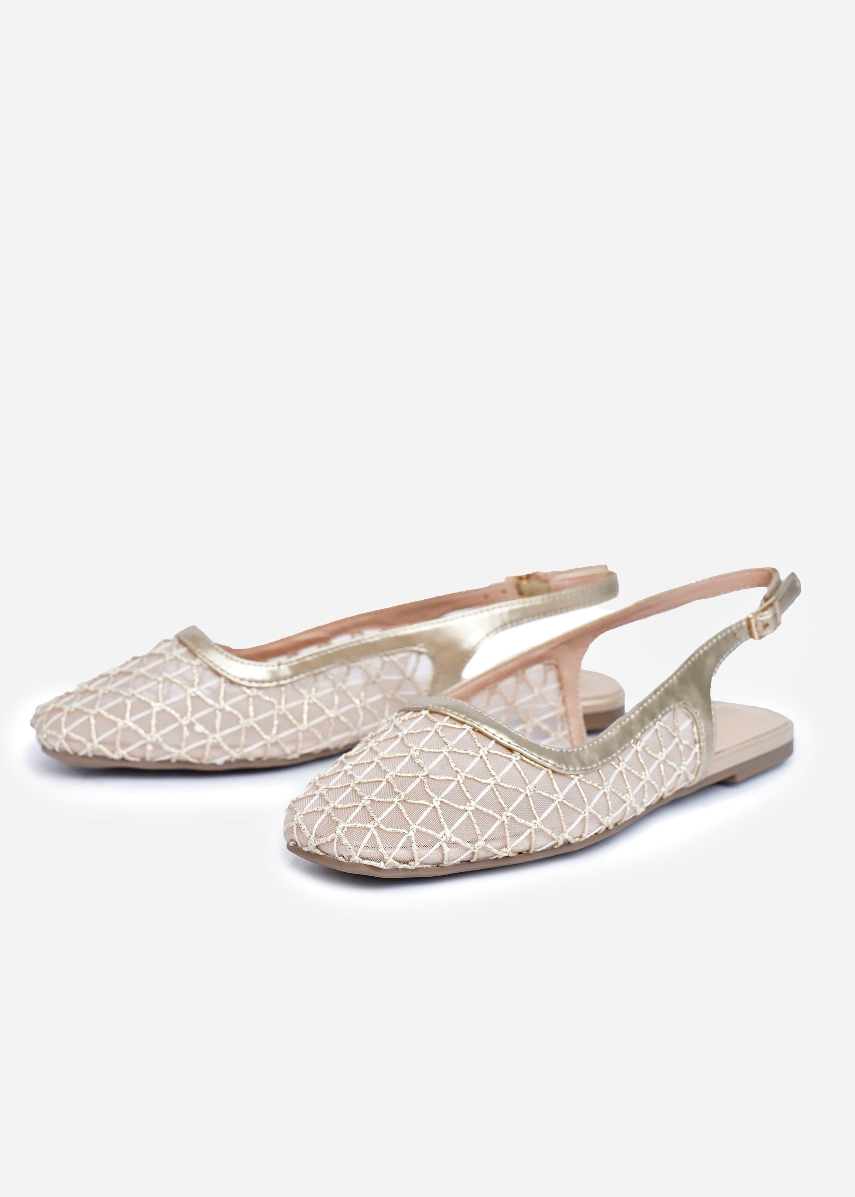 Mesh Slingback Flats with Dressy Texture for Smart Looks