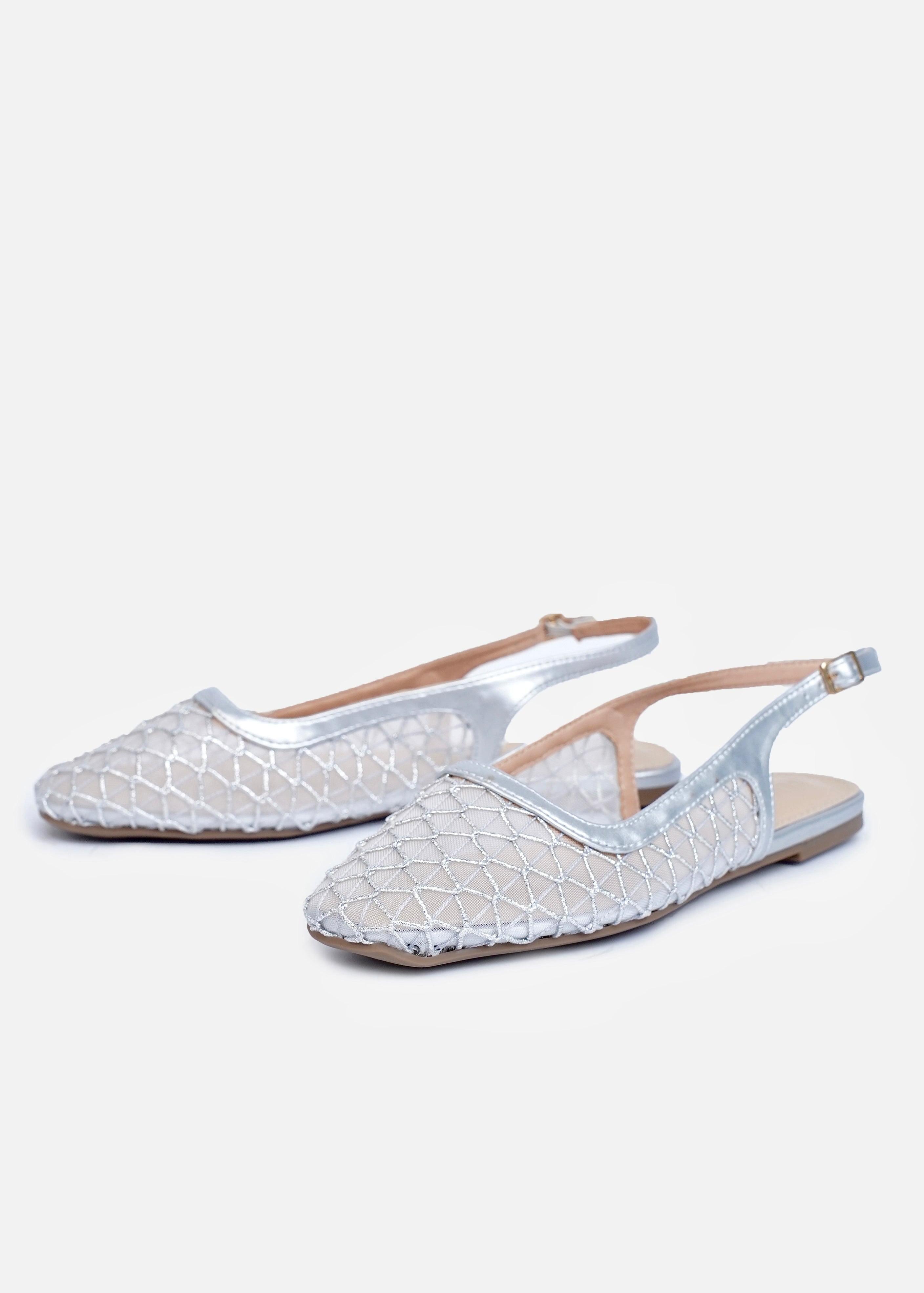 Mesh Slingback Flats in Ivory | Women'S Fashion Flats