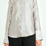 Crushed Silk-Finish Satin Blouse