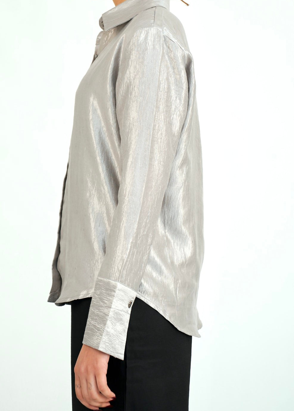 Crushed Silk-Finish Satin Blouse | Soft Cotton Fabric for All-Day Comfort