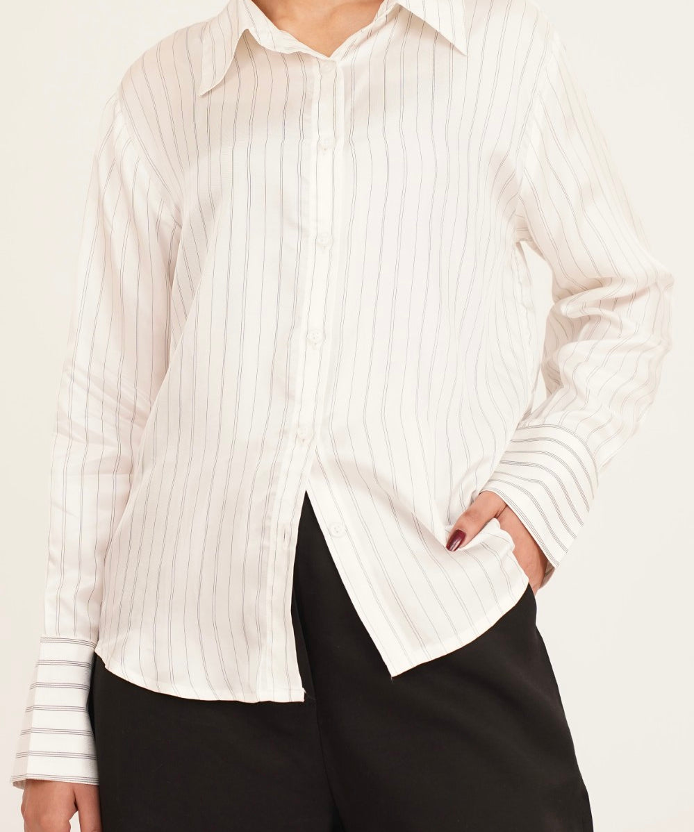 Pearl Stripe Satin Shirt