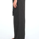 Pinstripe Belted Wide Pants