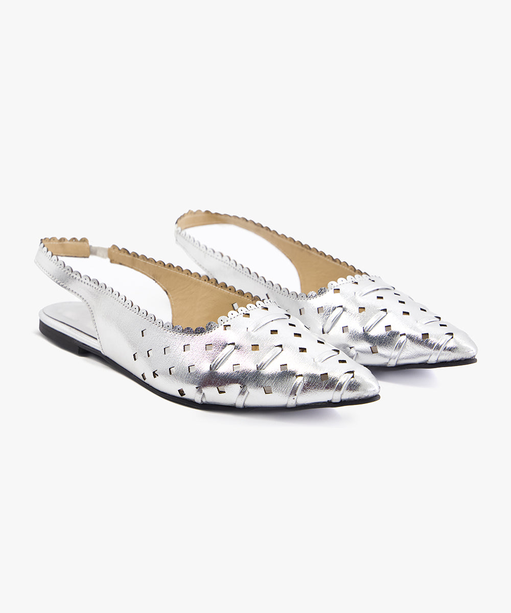 Sculpted Silver Slingback