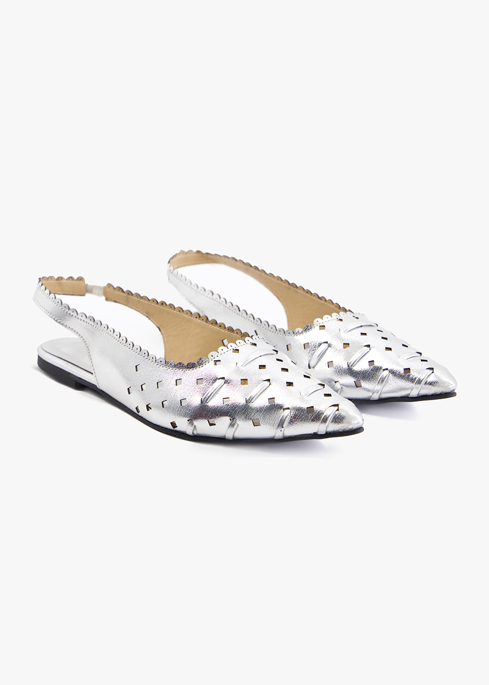 Sculpted Silver Slingbacks