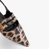 Leopard Print Cross-Strap Flat