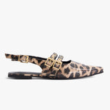 Leopard Print Cross-Strap Flat