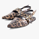 Leopard Print Cross-Strap Flat