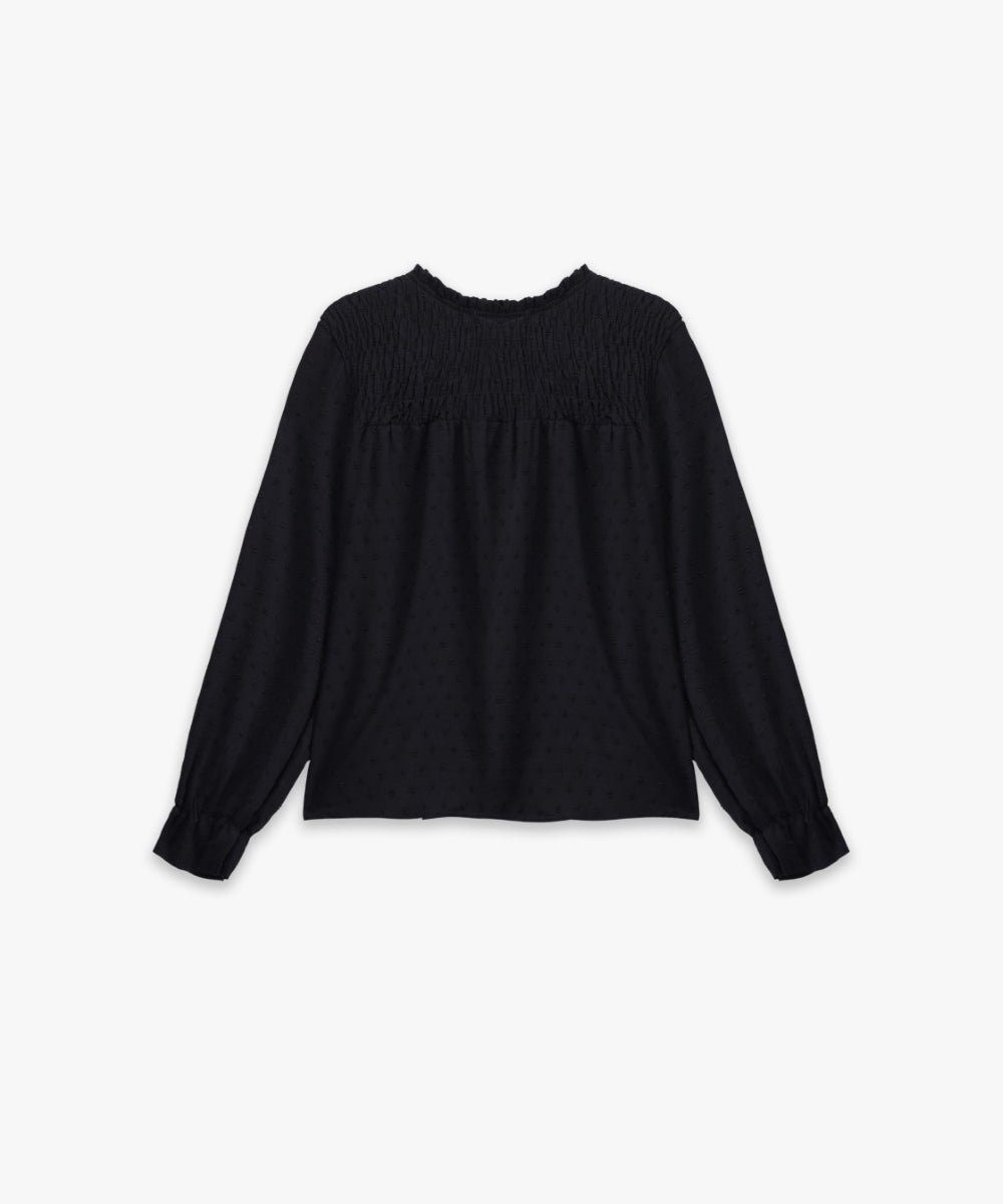 Smocked Neck Blouse