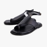 Faux Leather Toe Loop Flats