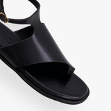 Faux Leather Toe Loop Flats